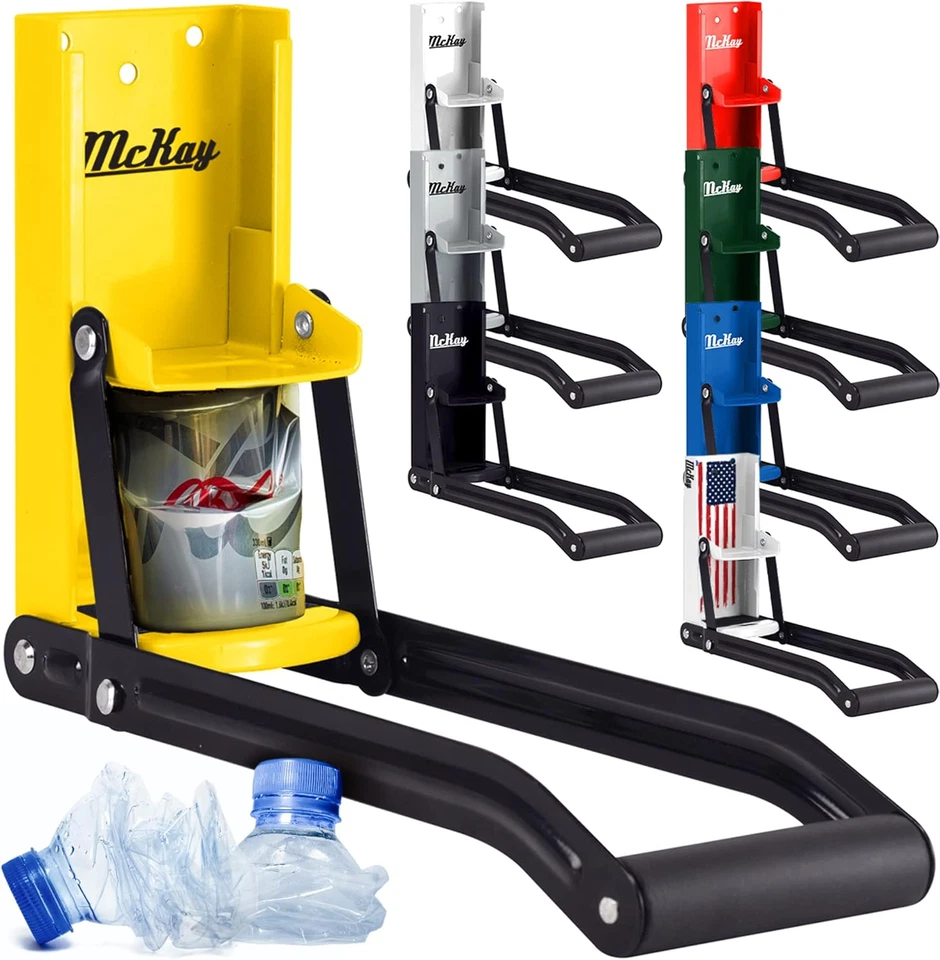 Mckay 16 OZ. Trituradora de latas de metal montada en la pared para latas de aluminio - amarilla Foto 1 de 4