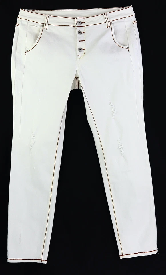 Jeans mit Knopfleiste Gr. 44 Weiß Damenjeans Hose Freizeit-Pants RPW - Bild 1 von 1