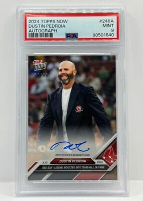 DUSTIN PEDROIA Firmado Medias Rojas Salón de la Fama 2024 Topps Ahora #246A 98/99 PSA 9 Salón de la Fama Foto 1 de 2