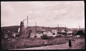 ONE (1):  LATE 1800s/EARLY 1900s FILM NEGATIVE; CHARCOAL KILNS, UNKNOWN LOCATION - Picture 1 of 2