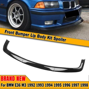 Front Bumper Spoiler Lip For 1992 1993 1993-1998 BMW E36 M3 Glossy Black 1PC - Picture 1 of 15
