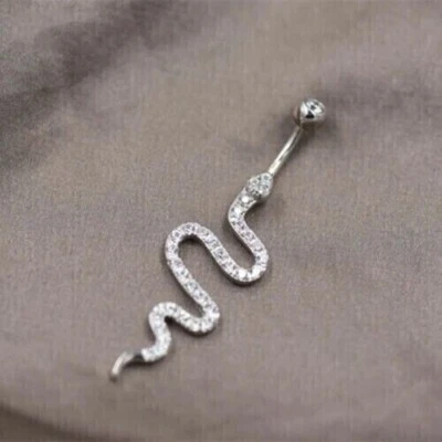 14k White Gold Finish 2.20Ct Moissanite Sanke  Navel Belly Botton Women - Image 1 of 3