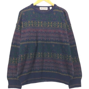 Vintage JOHN ASHFORD Fair Isle Pattern Acrylic Knit Sweater Made in Italy Me... - Picture 1 of 5