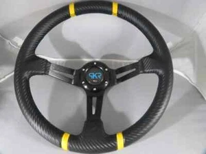 VOLANTE CALICE NERO CARBONIO TUNING SPORTIVO UNIVERSALE RALLY SPORT GARE RADUNI - Foto 1 di 8