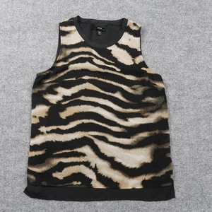 Mossimo Tank Top Womens Medium Animal Print Sleeveless Blouse Split Back Layered - Picture 1 of 12