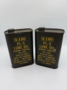 Vintage Military Lube Oil Cans O-190 PL-S General Purpose Bray Oil Co. 2 US Qrts - Bild 1 von 3