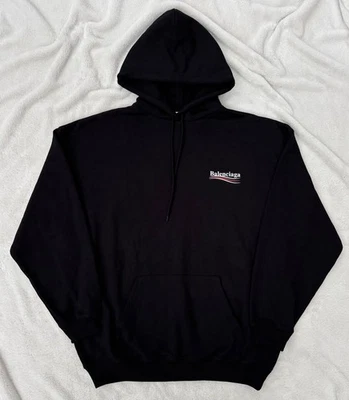 巴黎世家黑色政治竞选标志连帽衫 - MSRP $1150 - 全新 - 正品 — 第 1/4 张图片