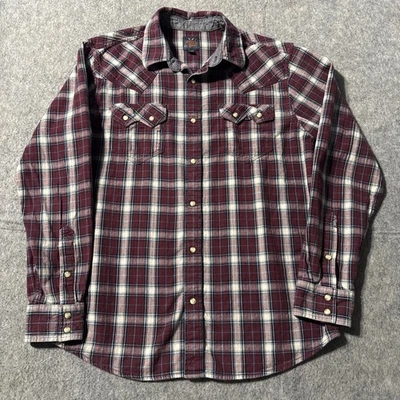 Moonshine Spirt Brad Paisley Pearl Snap Shirt Mens M Long Sleeve Plaid Pockets - Image 1 of 4