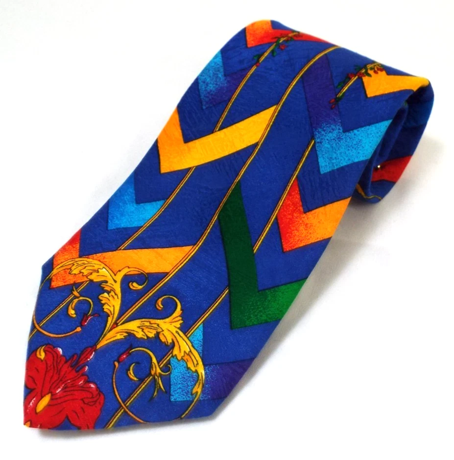 Corbata de Colección Rush Limbaugh Cuello Cadena Dorada Sin Límites Seda Años 90 EE. UU. Floral Foto 1 de 4