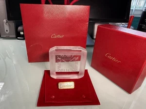 *** Neu Cartier Kristall Uhr Briefbeschwerer römische Ziffern geätzt mit Box / Tasche *** - Bild 1 von 14
