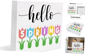 Spring Home Decor Hello Spring Wooden Sign Decor for Desk Table Shelf Wall 5 33 - Picture 1 of 8