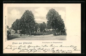 Gütersloh, Ansichtskarte, Dreiecksplatz mit Kriegerdenkmal 1898  - Picture 1 of 2