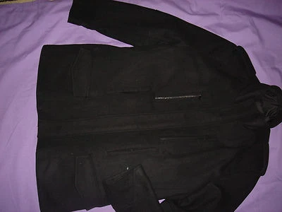 $695 NUEVO CON ETIQUETAS ABRIGO-CHAQUETA DE LANA DE DISEÑADOR ELIE TAHARI CON CHALECO 3 EN 1 TALLA XL NEGRO Foto 1 de 4