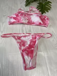 Pink Tie Dye Swimsuit for Women Two Pieces M - Picture 1 of 4