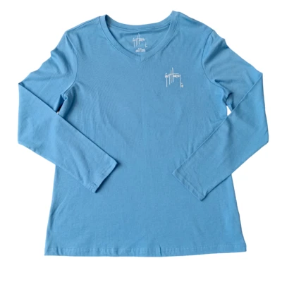 Guy Harvey Womens Long Sleeve T Shirt Size M Blue Graphic Print Fishing Marlin - Image 1 of 4