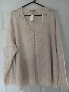 Fashion Bug Beiger 2fer Strickjacke Look 3/4 Arm Übergröße 26/28 Oberteil NEU - Bild 1 von 3
