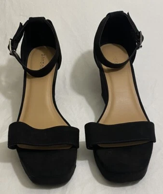 Tacones de cuña de gamuza negros de bambú para mujer talla 10 nuevos sin etiquetas Foto 1 de 4