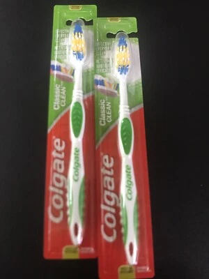 Colgate Classic Clean Medium Toothbrush 2pk W/Tongue Cleaner-Multilevel Bristles - Image 1 of 3