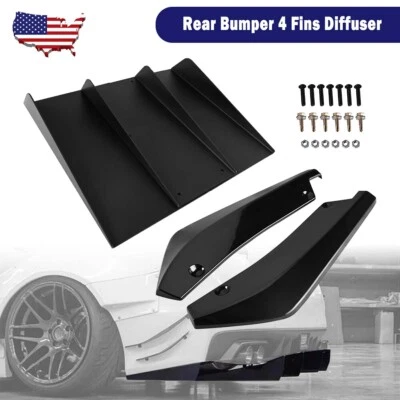 For Acura ILX TLX RDX Rear Bumper Diffuser 4-Fin Spoiler Lip Splitter+Rear Spats Foto 1 de 4