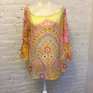 La Perla cotton off shoulder top or beach cover floral print size 42 - Picture 1 of 7
