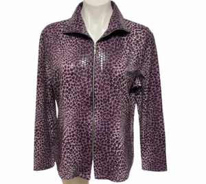 NWT Exclusively Misook Leopard Print Pailettes Jacket M - Picture 1 of 5
