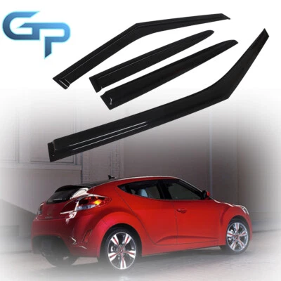 4pcs Window Visors For 2011-2017 Hyundai Veloster Sun Rain Guard Vent Deflectors - Image 1 of 4