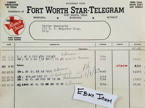Fort Worth Texas 1952 Fortworth Star-Telegram Lester Weatherly - Imagen 1 de 1