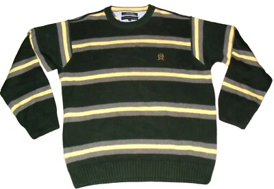 Suéter Tommy Hilfiger $85 Para Hombre Cazador Rayas Verde Amarillo Gris talla XL Nuevo Foto 1 de 4
