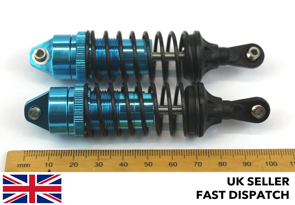 Blue Aluminium Shock Absorbers for RC buggy/model 100mm 92mm x 22mm 1/8 Scale - Image 1 of 3