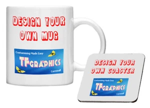 PERSONALISIERTE TASSE & UNTERSETZER SET COLLAGE FOTO BILD BILDER TEXT GESCHENK TEE KAFFEE - Bild 1 von 6