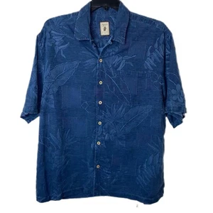 Jamaica Jaxx 100% Silk Size XL Blue Hawaiian Shirt Floral Cabana Resort - Picture 1 of 7