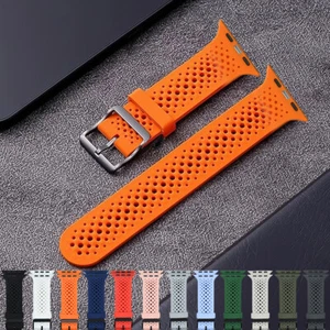 Silicone Strap For Apple Watch Bands Ultra2 42/46/49mm sport breathable bracelet - Picture 1 of 30