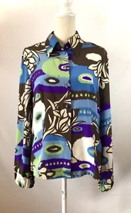 Escada Multicolor Silk Long Sleeve Blouse - Picture 1 of 10