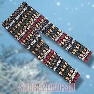Holiday Time Girls Christmas Print Legging Icon Gingerbread Black Size XL (18) - Picture 1 of 8