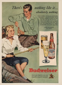 1949 Budweiser Bier: Warm Sunshine Cool Breezes Vintage Print Ad - Bild 1 von 1