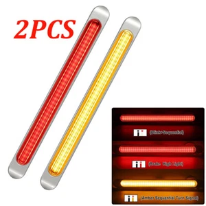2 LED Red Smoked Submersible Trailer Truck RV Stop Tail Brake Turn 17" Light Bar - Imagen 1 de 8