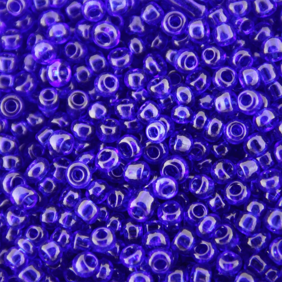 Blue Transparent Round Glass Seed Beads - Size 8/0 3mm - Image 1 of 1