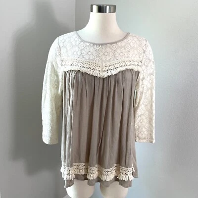 Camisa boho de encaje con cortina trasera mediana UMGEE para mujer Foto 1 de 4