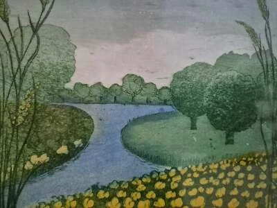 Ilse Petry-Ambrosius (XX) Farbradierung Naive Kunst Naturschutz - Bild 1 von 4