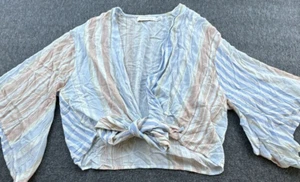 Bishop + Young Shirt Damen klein blau gestreift Bindeband Oberteil Flatter Glockenärmel - Bild 1 von 12