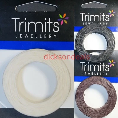 Waxed Linen Sewing Thread Trimits Jewellery 22m Reel Black Brown White, Natural - Image 1 of 3