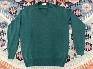 Peter Millar Men's L Sweater Merino Wool Silk Hunter Green Soft V-Neck Pullover - Picture 1 of 9
