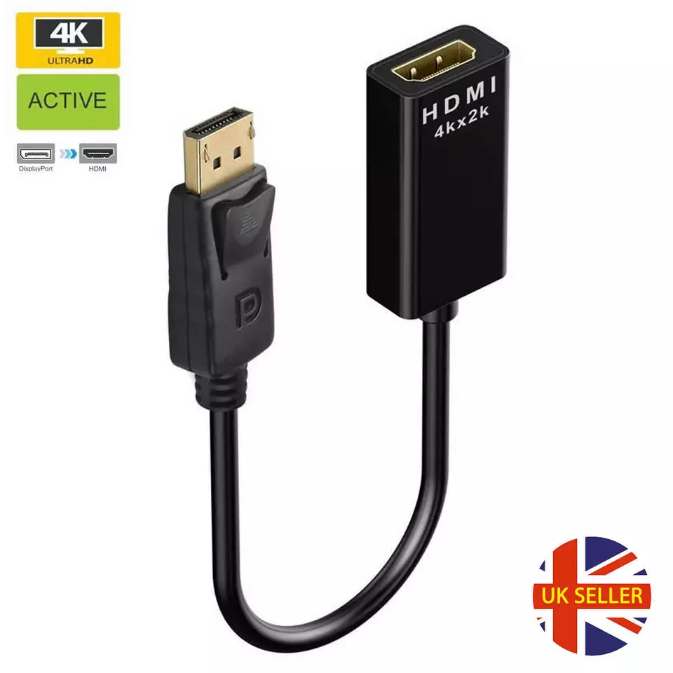 Display Port DP Male to HDMI Female Adapter Converter 4k HD 1080p for HDTV PC UK