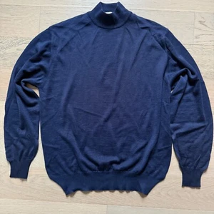 Marconi Merino Wool Blend Men's Sweater Navy Blue size M Made in Italy - Picture 1 of 5