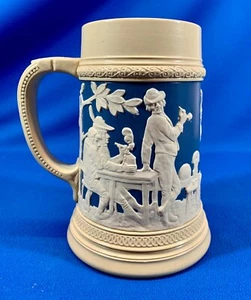 METTLACH BEER MUG SMOKING & BOWLING #2182 1/2 LITRE 6.25"H - Picture 1 of 7