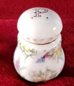 China Pepper Shaker, White w/ Gold & Multi-colored Flowers. Numbered - Picture 1 of 9
