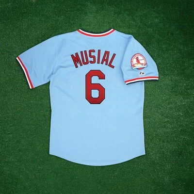 Stan Musial 1982 St. Louis Cardinals Cooperstown Men's 30th Anniv. Blue Jersey - Image 1 of 4