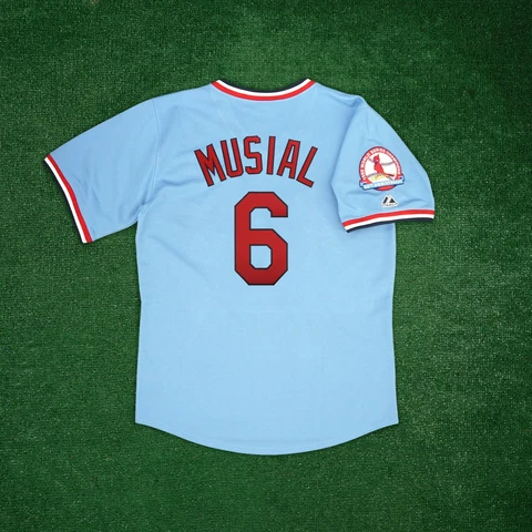 Stan Musial 1982 St. Louis Cardinals Cooperstown Men's 30th Anniv. Blue Jersey Cover