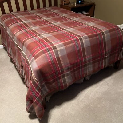 Nautica Plaid Tan Red Yellow Queen Size Bed Comforter 90x93 See Pics - Image 1 of 4