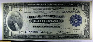 1918 Federal Reserve Note Chicago-FR 729 $1 Green Eagle Ungraded F - Picture 1 of 2